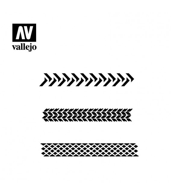 ST-TX002 Marcas de pneus  1/35  Vallejo Hobby Stencils 125 X 125 mm.
