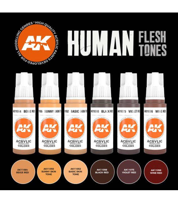 AK11603 Human Flesh Tones set 6 u. 17 ml