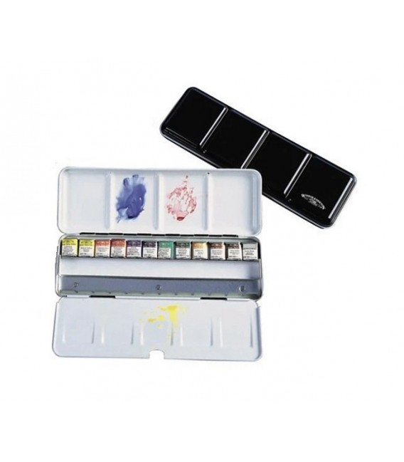 Caixa aguarela metalica Winsor and Newton Professional 12 1/2 godets