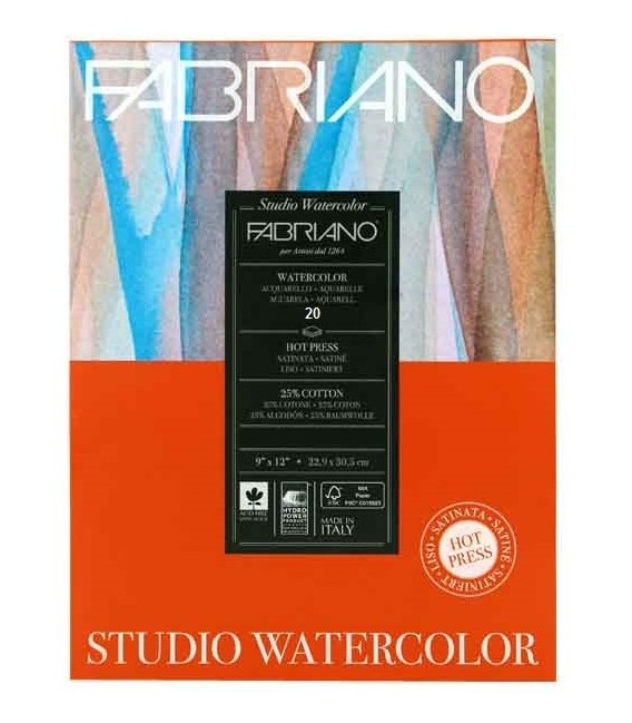 Bloc Acuarela Fabriano Studio 20h 200g Gr.Satin 22,9x30.5 cm.