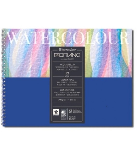 Album Papel Acuarela Fabriano 12h 300gr Grano Fino 32x41 cm.
