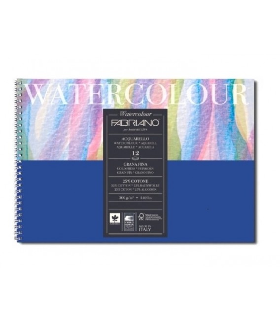 Album Papel Acuarela Fabriano 12h 300gr Grano Fino 21x29,7 cm.