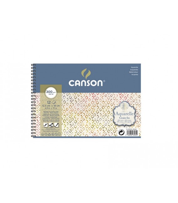 Watercolor Paper Album Canson 12s 300gr Cold Press 12,5x18 cm.