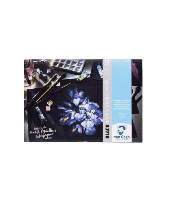 Bloc Papel Negro Acuarela Van gogh 12h 360gr Grano Fino A4