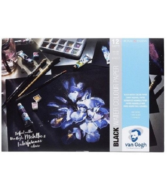 Bloc Papel Negro Acuarela Van gogh 12h 360gr Grano Fino A3