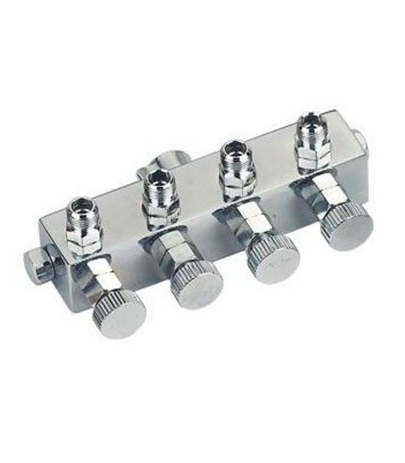 Racord aerografia cuatro salidas 1/4"h a 1/8"m