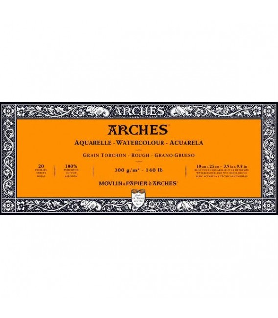 Bloc Aquarel-la Arches 20f 300g Gra Gruixut 10x25 cm.