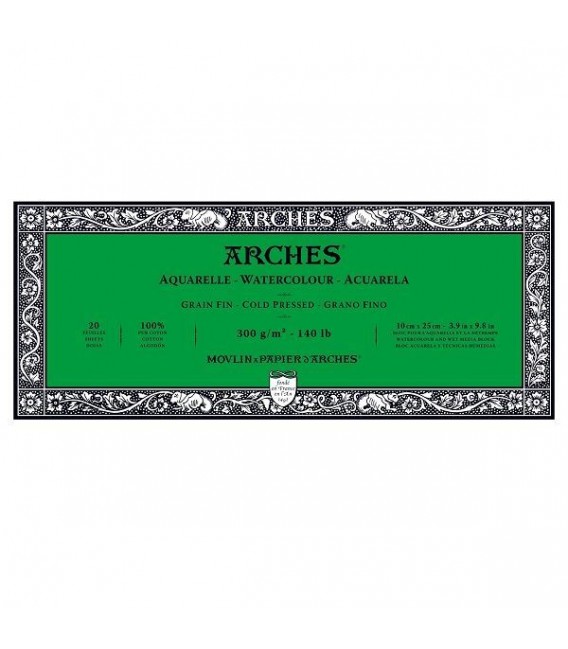 Bloc Aquarel-la Arches 20f 300g Gra Fi 10x25 cm.