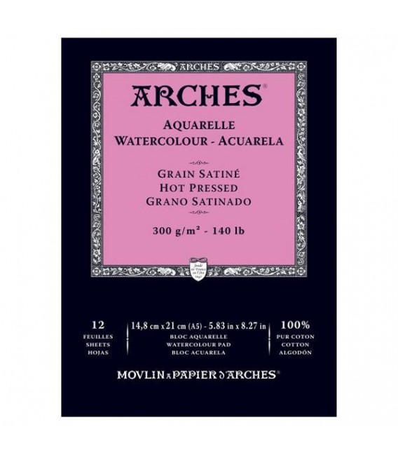 Bloc Aquarel-la Arches 12f 300g Gra Satin A5 - 14,8x21 cm.