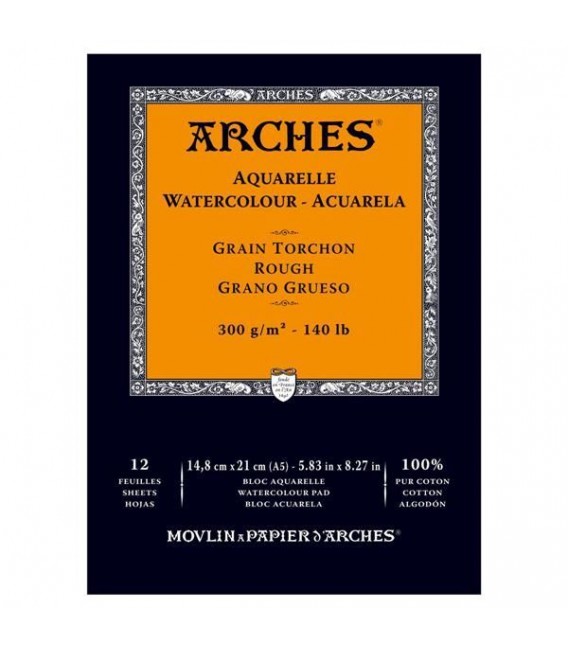 Bloc Acuarela Arches 12h 300g Gr. Grueso A5 - 14,8X21 cm.