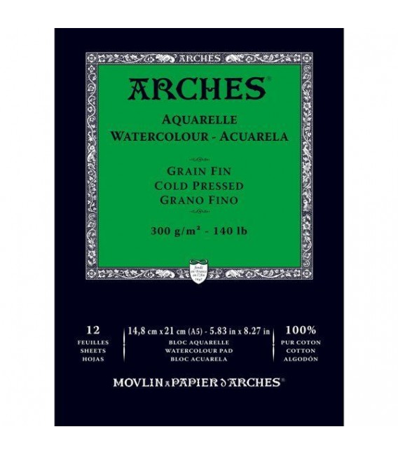 Bloc Aquarel-la Arches 12f 300g Gra Fi  A5 - 14,8x21 cm.