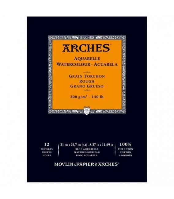 Bloc Acuarela Arches 12h 300g Gr. Grueso A4 - 21X29,7 cm.