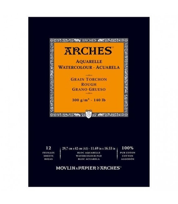 Bloc Acuarela Arches 12h 300g Gr. Grueso A3 - 29,7X42 cm.