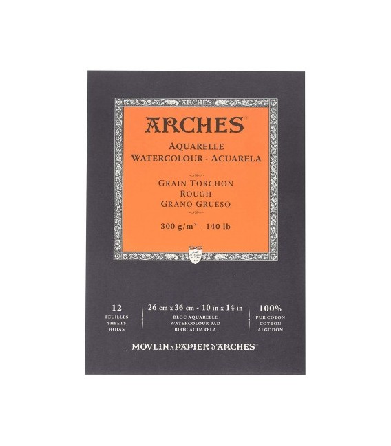 Watercolor Bloc Arches 12s 300g Rough Grain 26x36 cm.