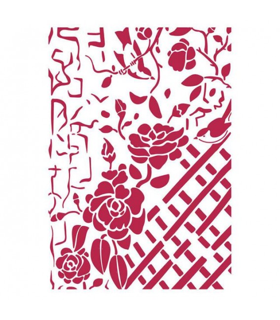 Plantillas - Stencils 21x29,7 Fence with Roses KSG440