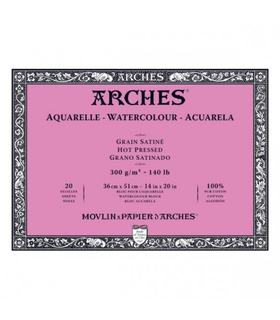 Bloc Acuarela Arches 20h 300g Gr. Satin 36x51 cm.