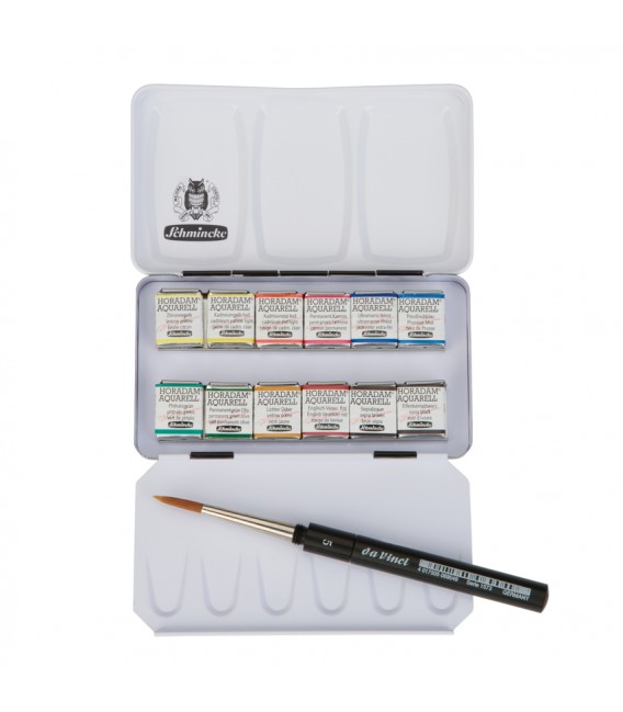 Set aquarelle metal Schmincke Horadam 12 godets + pinceau