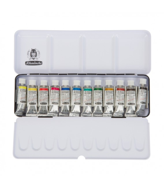 Set aquarelle metal Schmincke Horadam 12 tubes 5 ml.