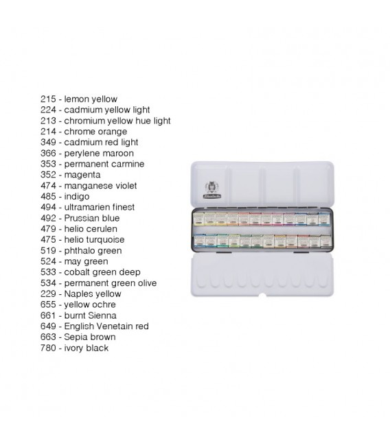 Set aquarelle metal Schmincke Horadam 24 godets