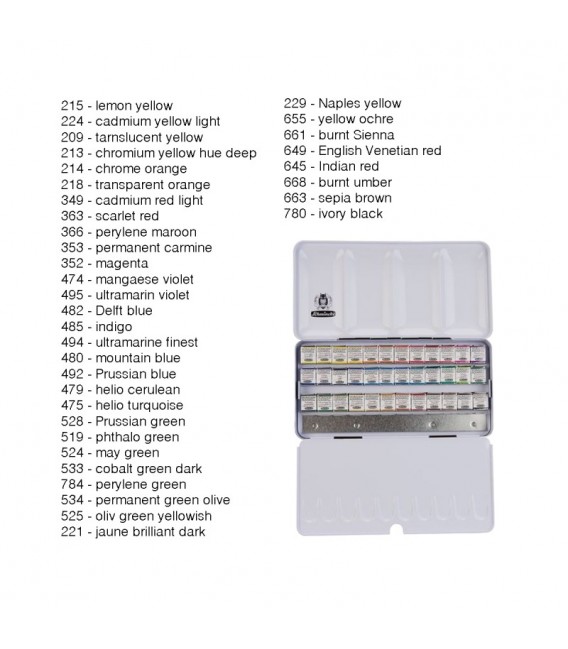 Watercolor metal box set Schmincke Horadam 36 pans
