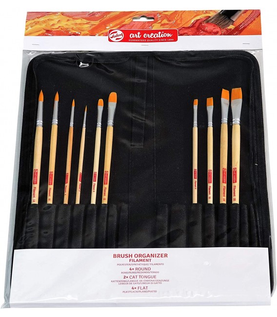10 Brushes Set and Polyester organizer with zip.