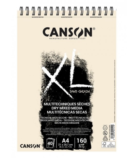 Album Canson XL Sand Grain Dry mixed media 40s 160g A4 21x29.7 cm.