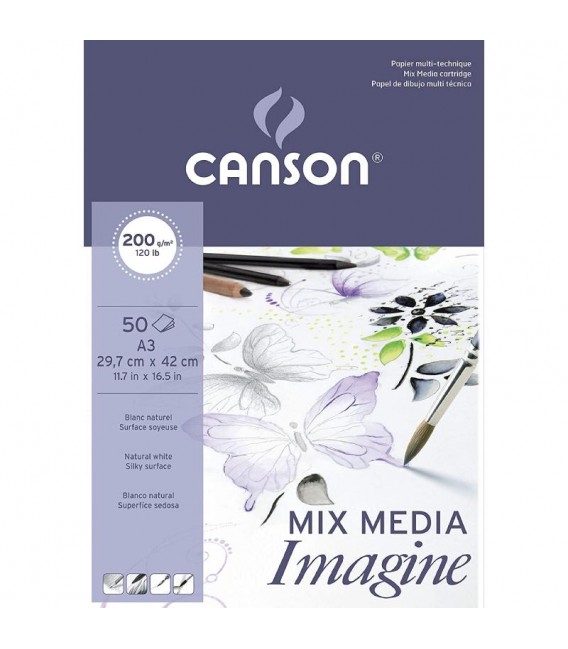 Bloc Canson Imagine Mix Media 50f 200g A3 29.7x42 cm.