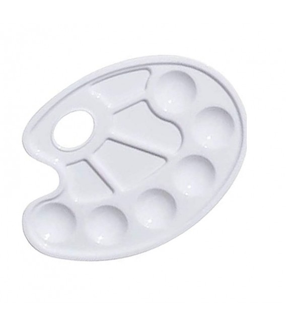 Mixing palette with 6 lateral and 4 central reservoirs