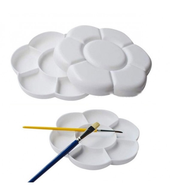 Mixing palette double with 14 reservoirs flower shape