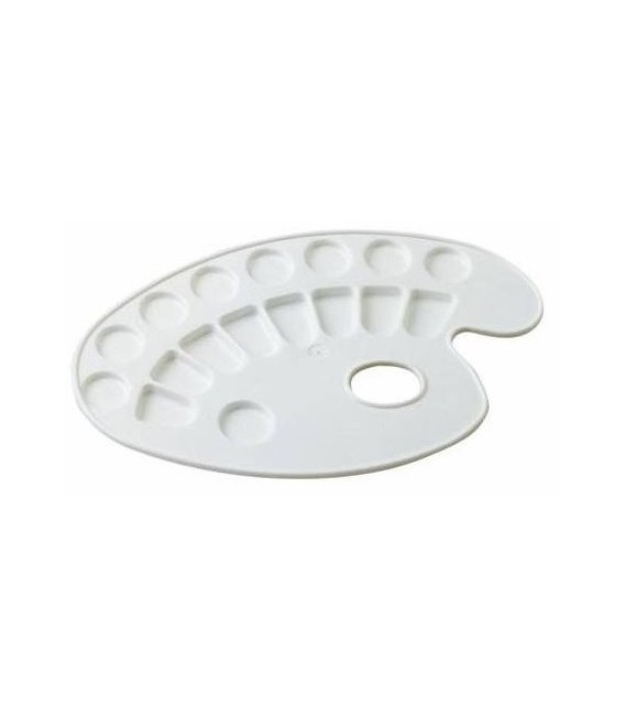 Oval mixing palette with 17 reservoirs