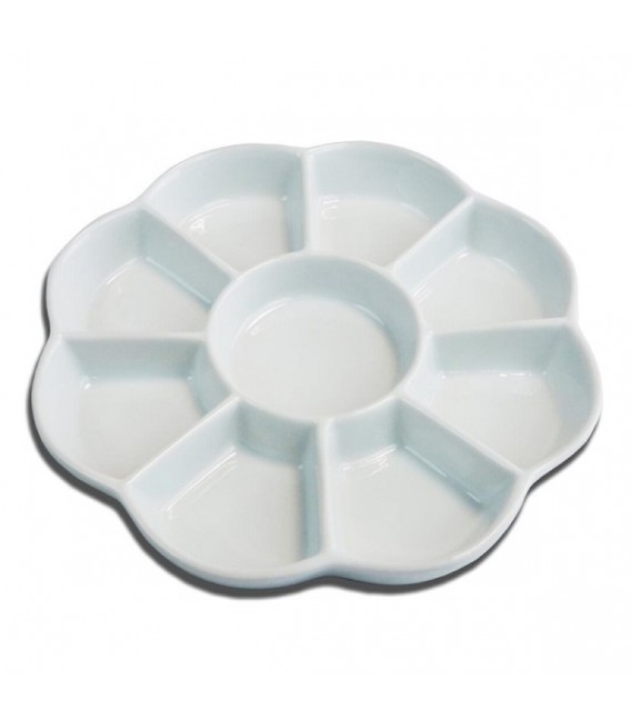 Paleta para misturar de ceramica com 9 depositos em forma de flor