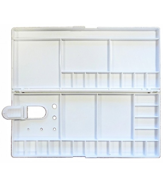 Rectangular mixing palette - case with multiple reservoirs