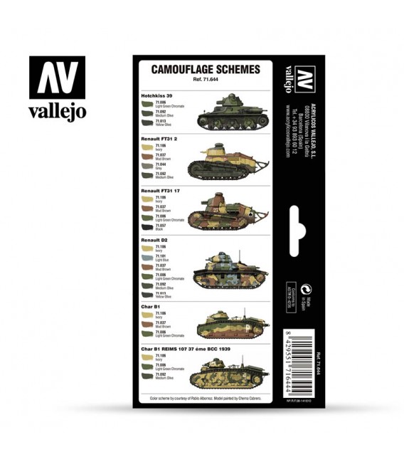 Set Vallejo Model Air 8 u. (17 ml.) French Camo Colors Pre-War & WWII