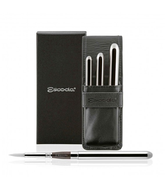 Set de 3 pinceis de viagem Escoda Perla 1438 fibra sintetica Toray branca