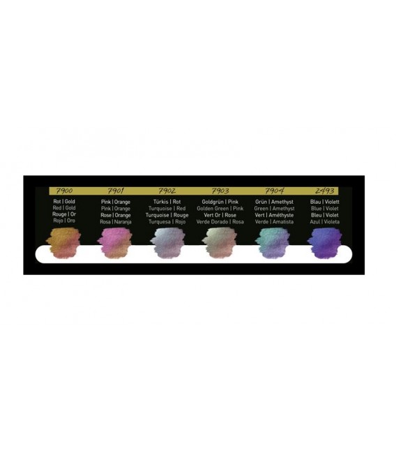 Caja metalica acuarela Finetec Premium Pearlescent Colours - F7003 6 pastillas.