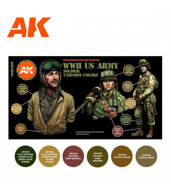 AK11634 WWII US Army Soldier Uniform Colors set 6 u. 17 ml