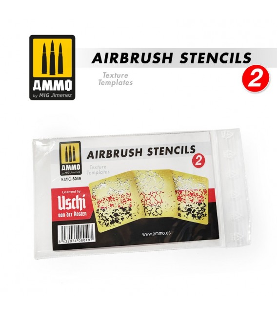 A.MIG-8049 3 airbrush stencils set 6x6 cm.