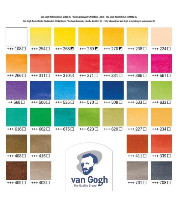 Caixa aguarela Van Gogh metal set 36 godets
