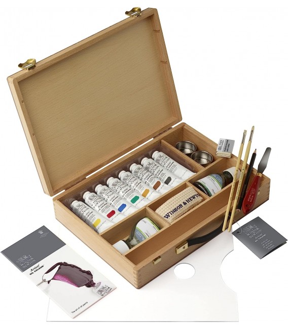 Caja madera Winsor & Newton óleo Artist 8 tubos