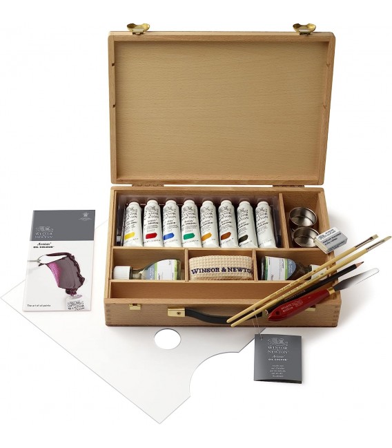 Winsor & Newton artist oil wooden box 8 tubes