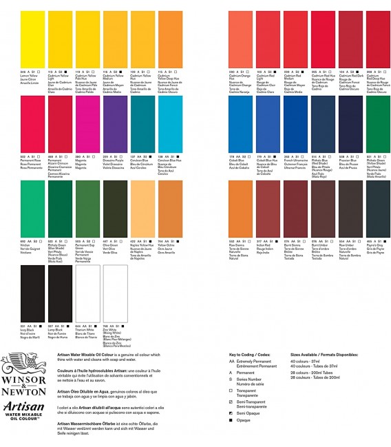 Set Peinture Huile a l'eau Winsor and Newton Artisan 10 tubes 12 ml.