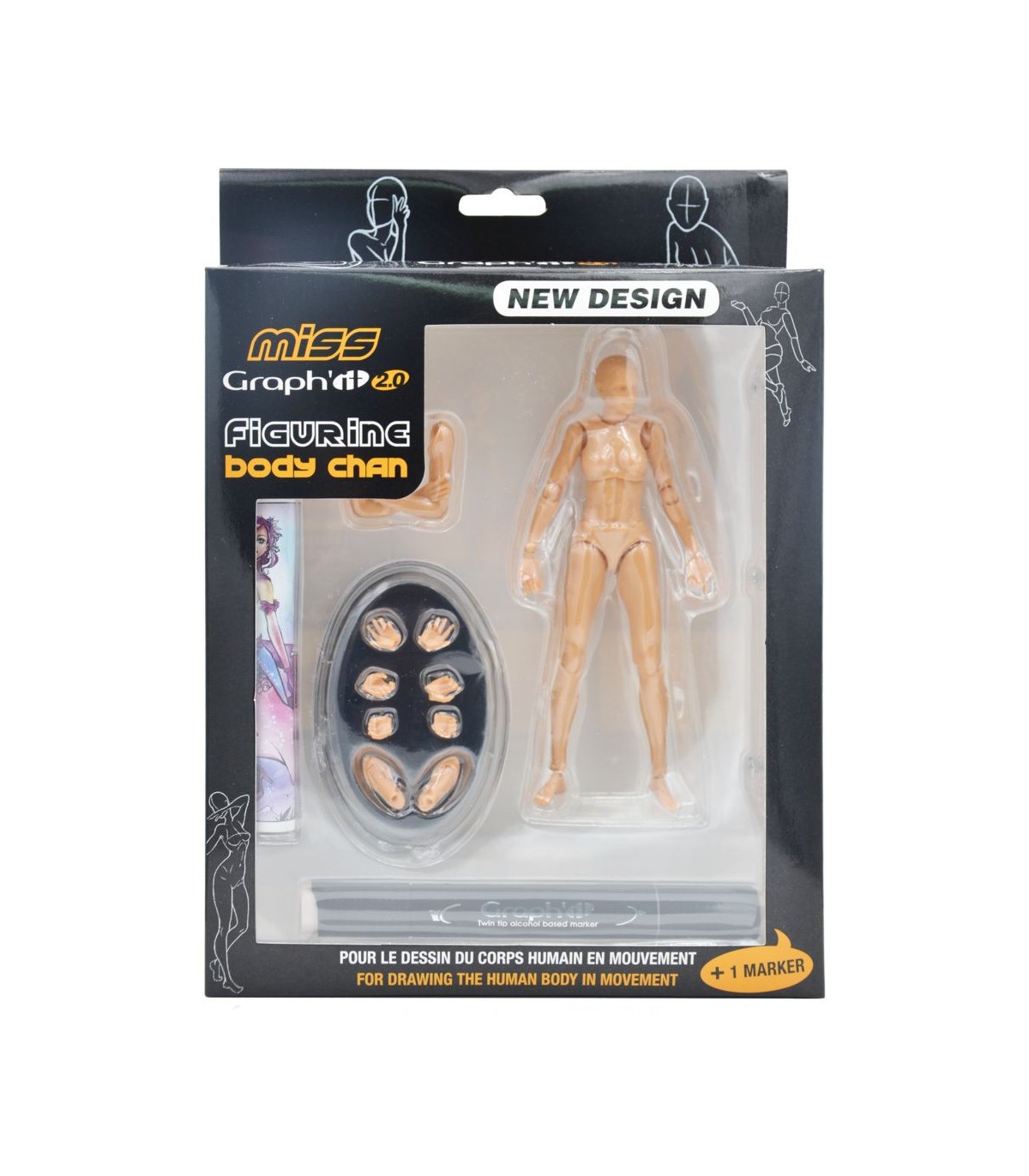 Figurine Mister Graph'it Body Kun 2.0 Pour Dessin - Avec Accessoires Et Marqueurs - Neuf