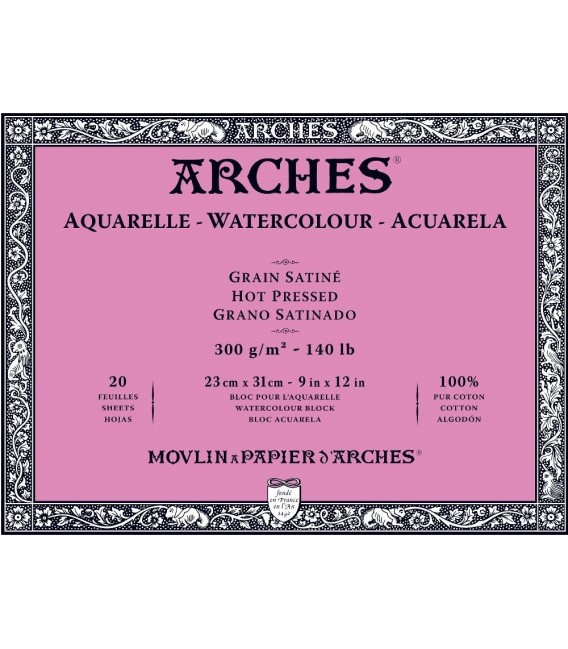 Bloc Aquarel-la Arches 20f 300g Gra Satin 23x31 cm.