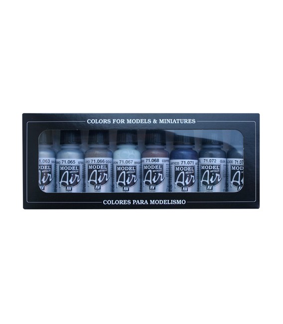 Set Vallejo Model Air 8 u. (17 ml.) Colores Metalicos