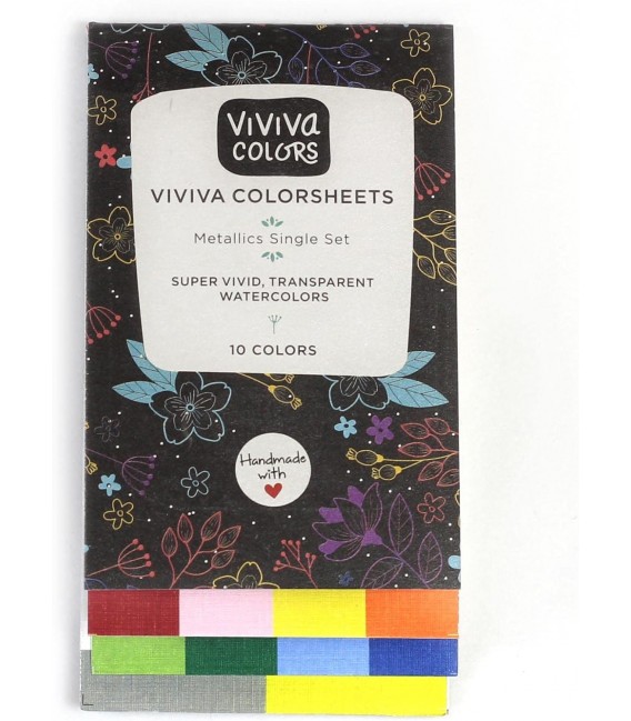 Metallic set Watercolor booklet Viviva Colorsheet 10 colors