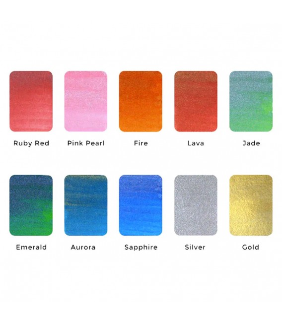 Metallic Set acquerelli in libretto Viviva Colorsheet 10 colori