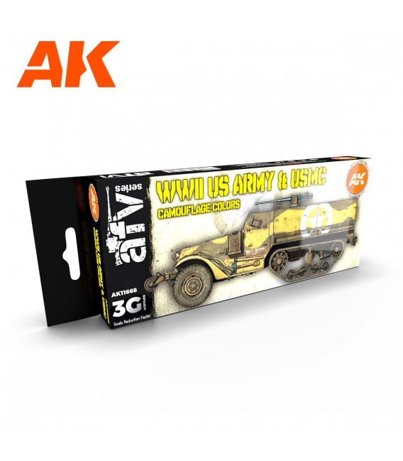 AK11668 WWII US ARMY and USMC Camouflage Colors 8 u. 17 ml