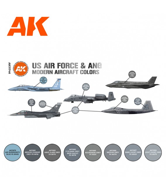 AK11746 US Air Force & ANG Modern Aircraft Colors 8 u. 17 ml