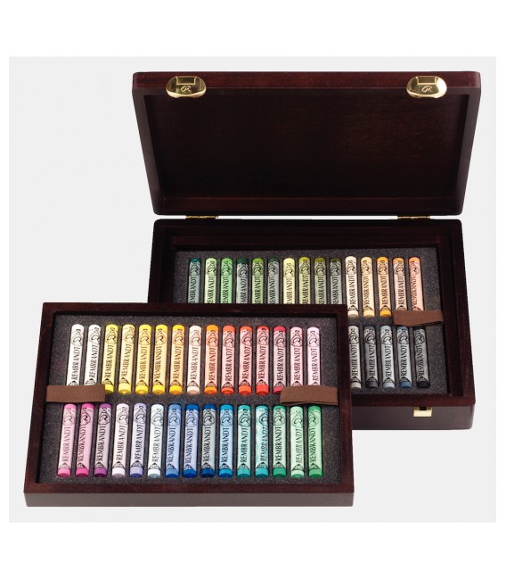 Scatola legno 60 pastelli intere ritratto Rembrandt Luxe 60L