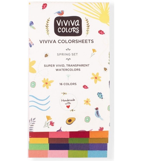 Spring Set aguarela em livreto Viviva Colorsheet 16 colores